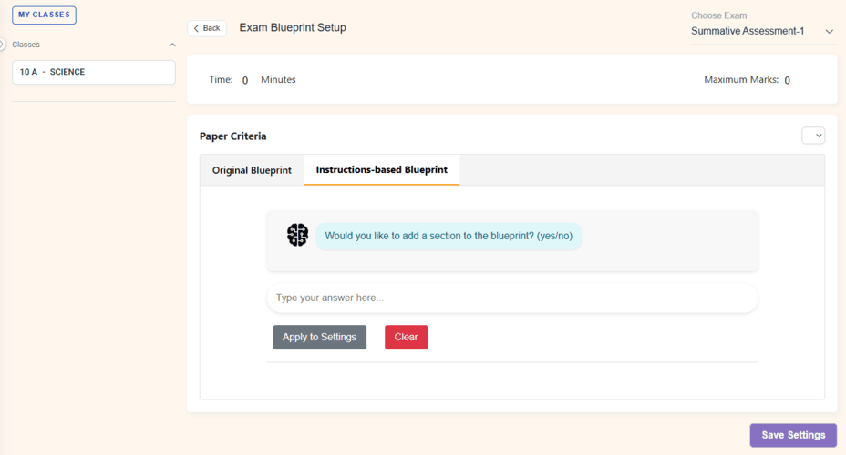 Teacher-Friendly, AI-Assisted Exam Blueprint
